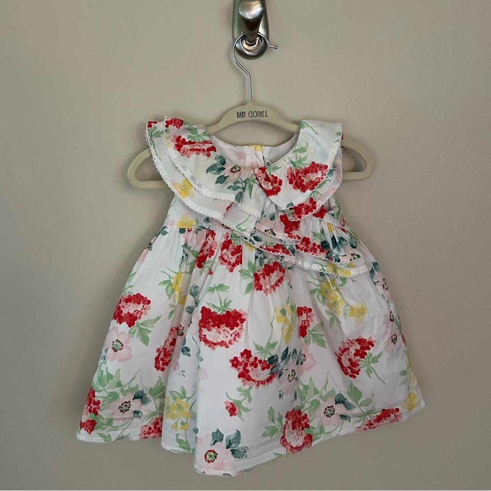 Janie and Jack Baby Girl Floral Ruffle Dress 0-3 Months